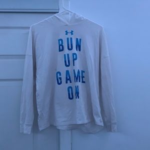A white under armour hoodie.